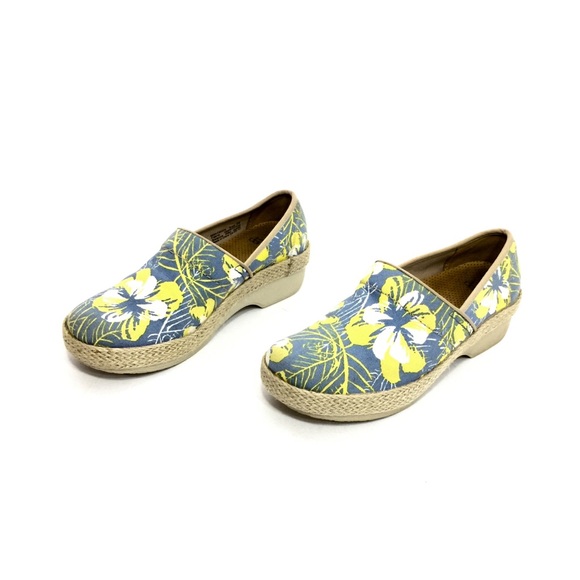 Dansko Blue/Yellow/White Floral Canvas Clogs - Picture 5 of 12